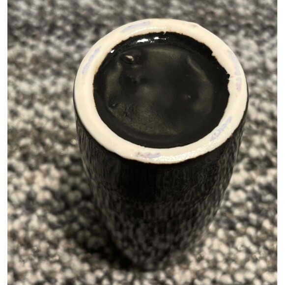 Set of 2 VTG Asian Black with Floral with Gold Trim Mini Vases Bud Vase Japan - Picture 4 of 14